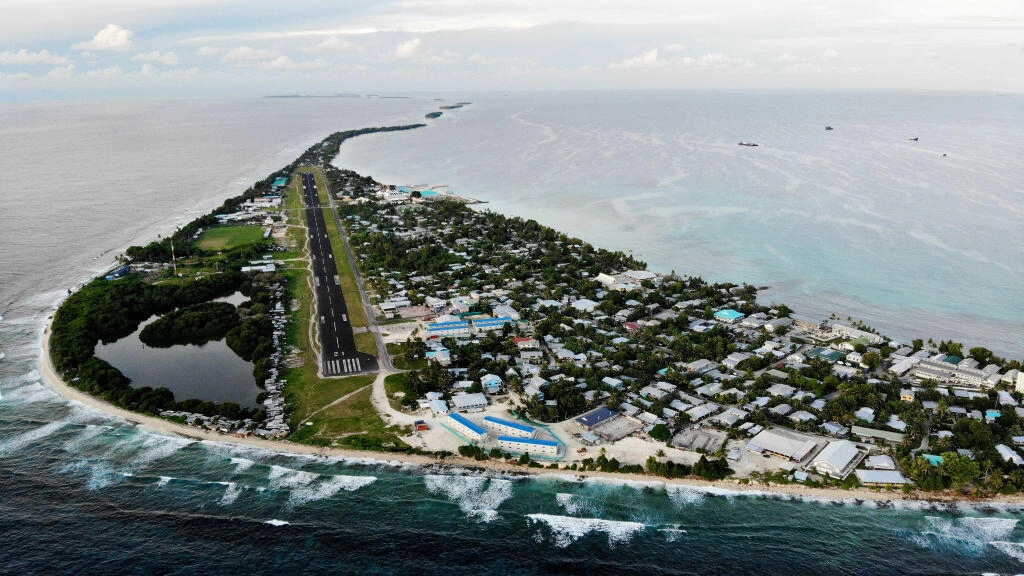 フナフティ、ツバル諸島の環礁と首都、2019年11月28日。11,000人のこの島は、海面上昇により国連開発計画によって「非常に脆弱」に分類されています。ゲッティイメージズ - マリオ・タマ