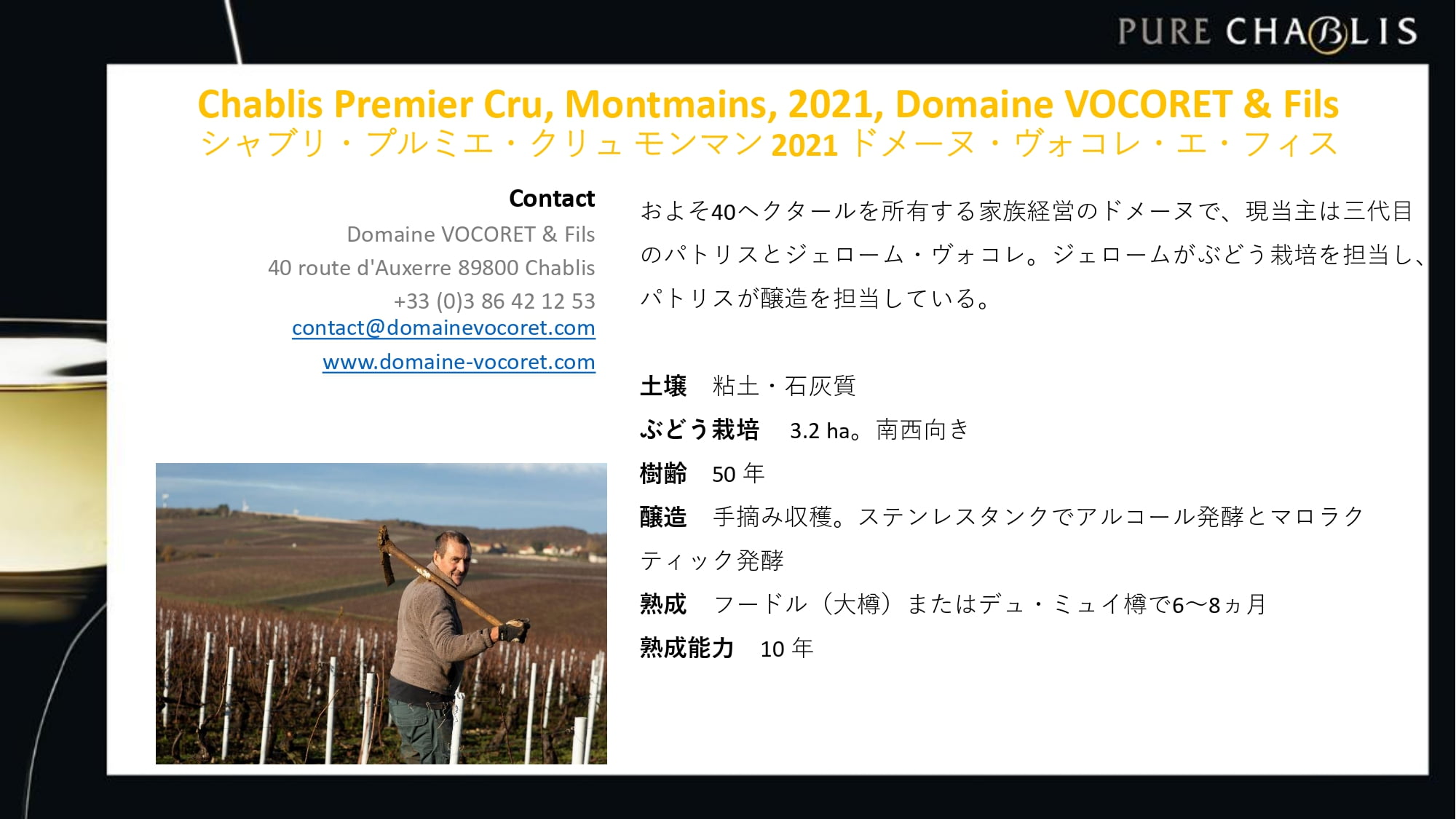 シャブリ・プルミエ・クリュ モンマン 2021 ドメーヌ・ヴォコレ・エ・フィス