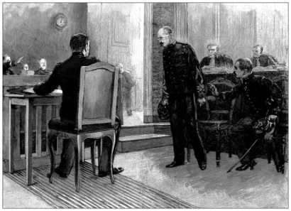 アルフレッド・ドレイファスは1899年にレンヌで再審中に。©ゲッティイメージズ - IIlustration de Louis Sabattier pour L'Illustration du 19/08/1899.